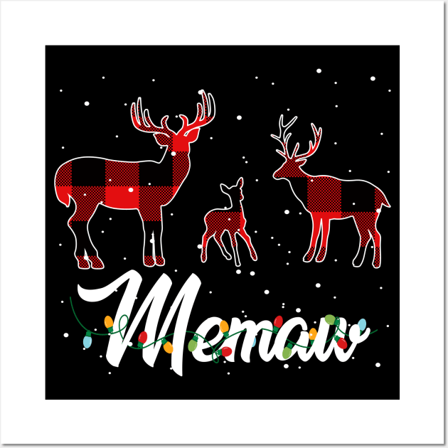 Memaw Reindeer Plaid Pajama Shirt Family Christmas Wall Art by intelus